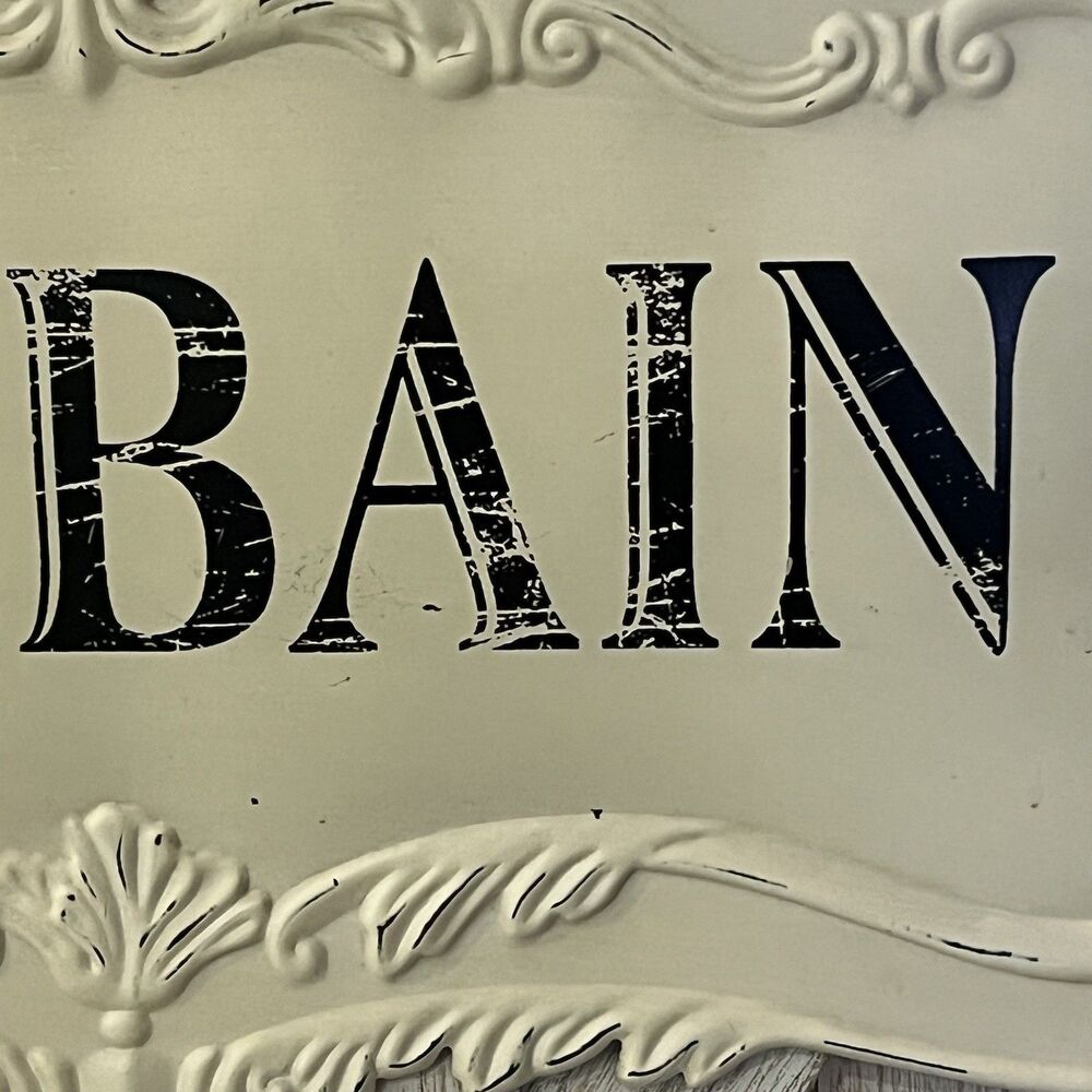 French Country Le Bain Ornate Bathroom Wall Sign Shabby Chic 17” x 12” - Picture 4 of 6